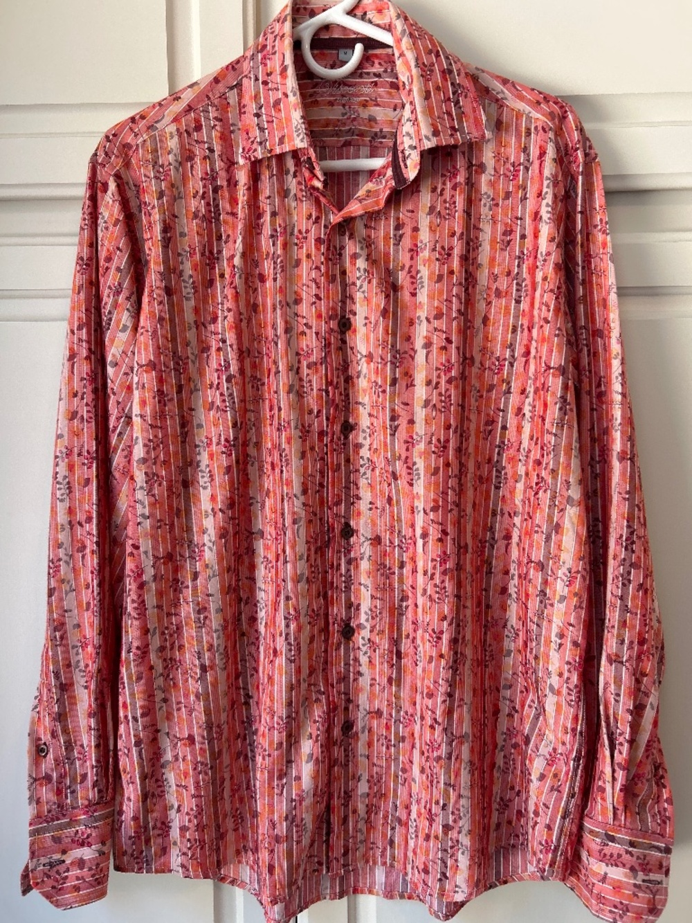 Visconti Button Down Long Sleeve Shirt Size M Cotton Rayon